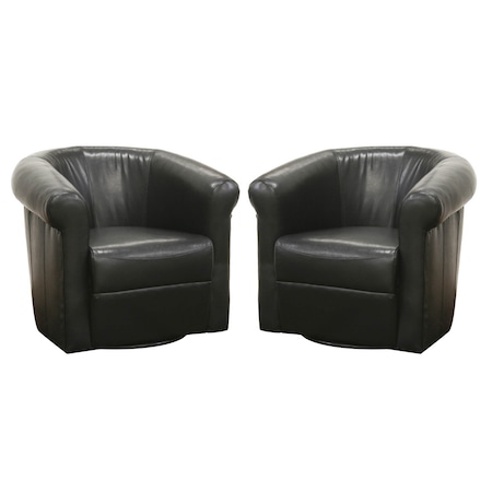 Baxton Studio Julian Black Brown Faux Leather Club Chair With 360 Degree Swivel 50-3458
